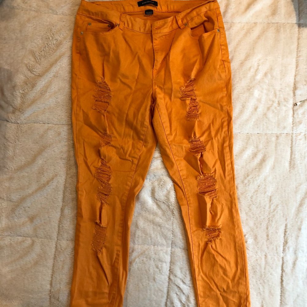 Orange Distressed Ashley Stewart Jeans